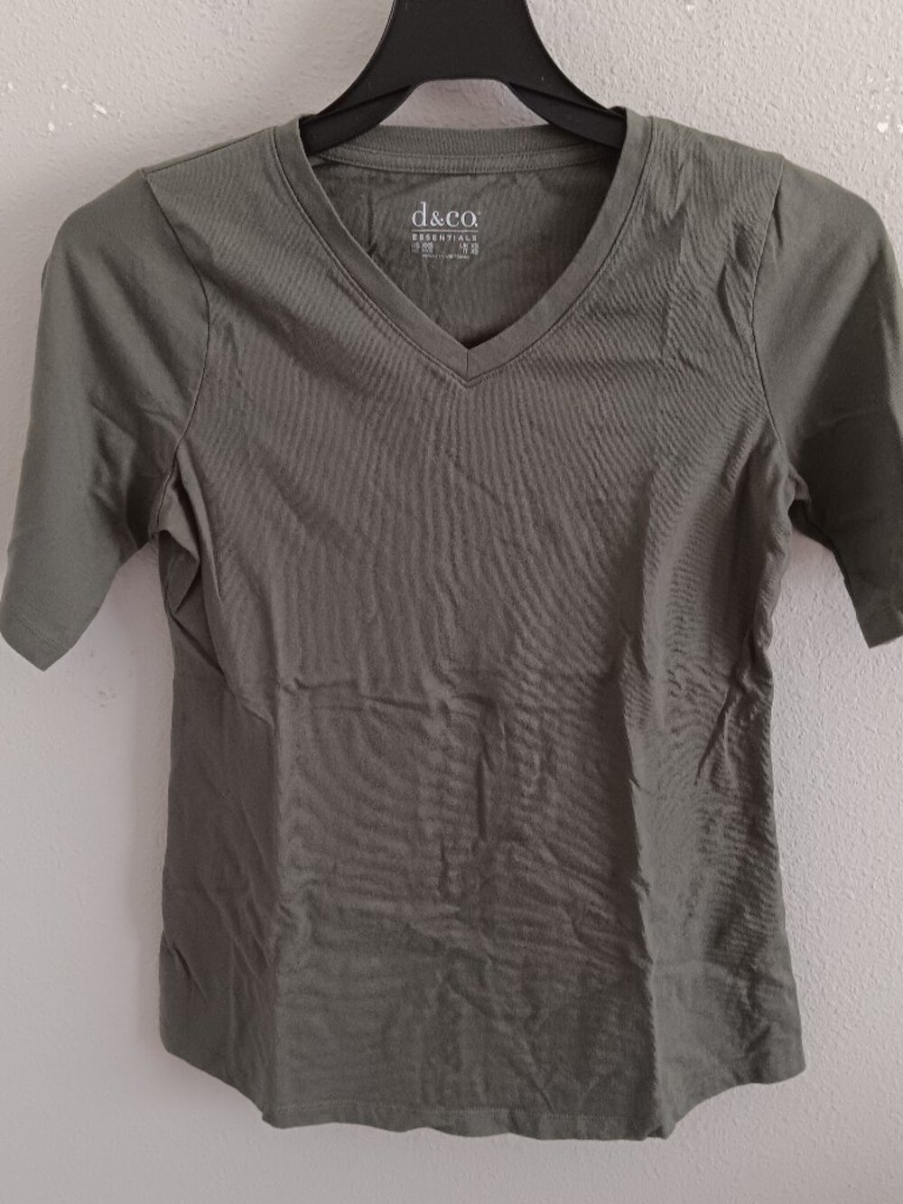 Denim & Co. Regular True Cotton Jersey V-Neck Tunic, Drk Olive Sz XXS a63327